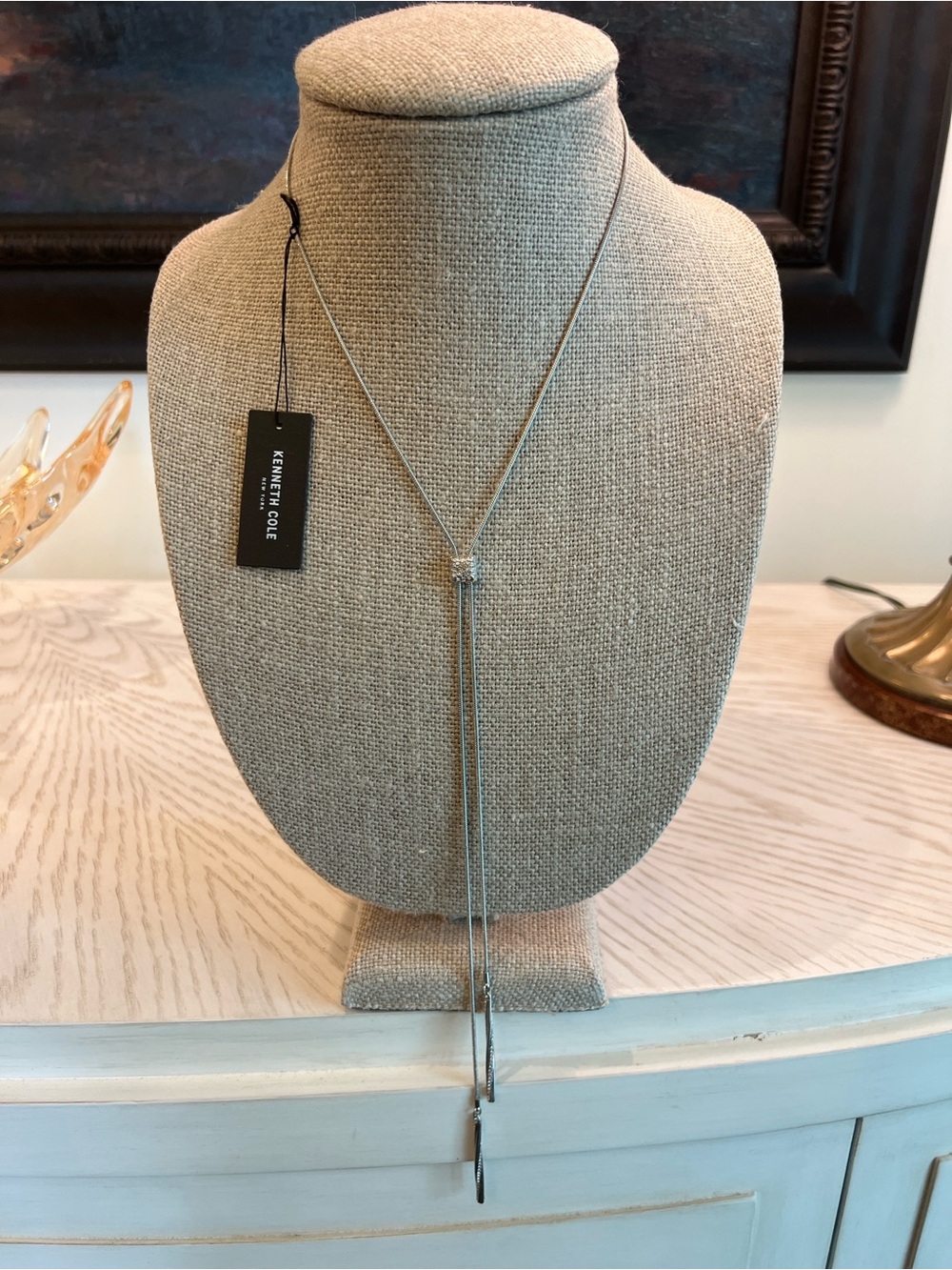 Kenneth Cole Silver-Tone Sliding Lariat Necklace